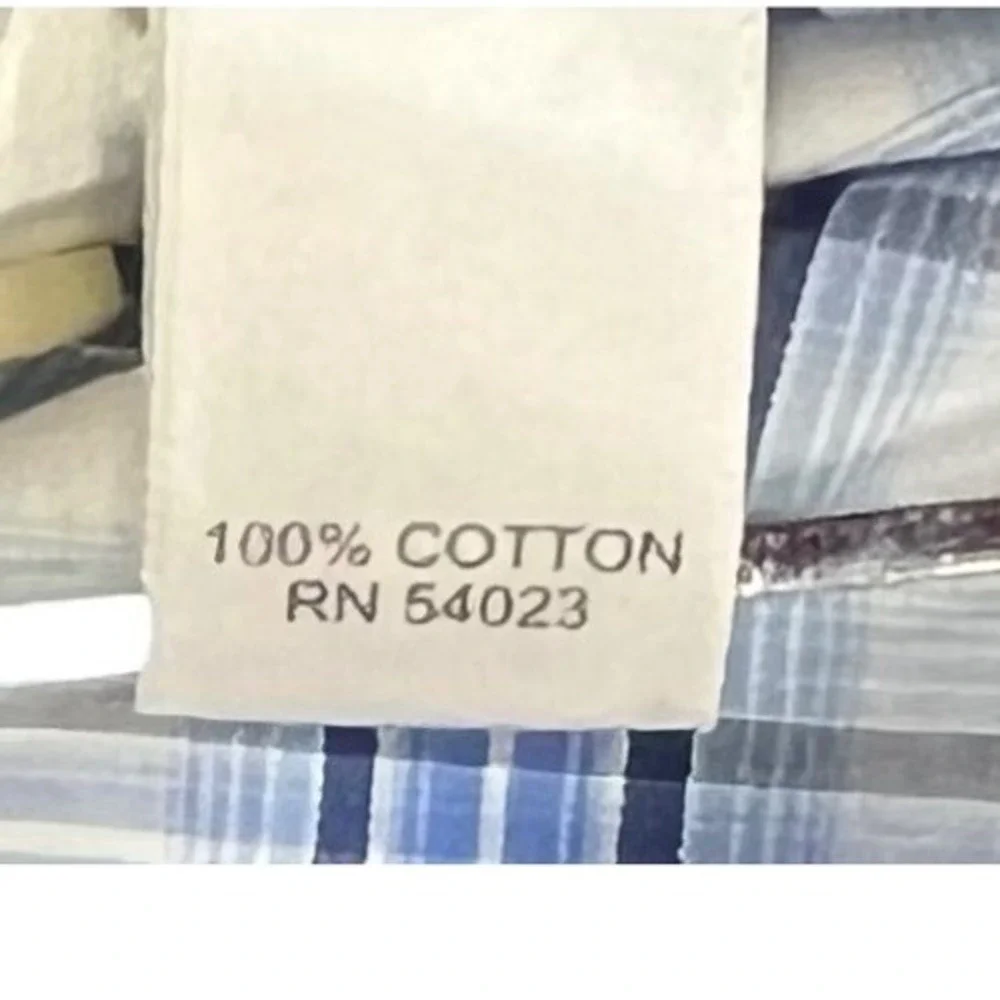 Banana Republic Men XL Blue White Plaid Non-Iron Slim Fit Cotton Button Up Shirt